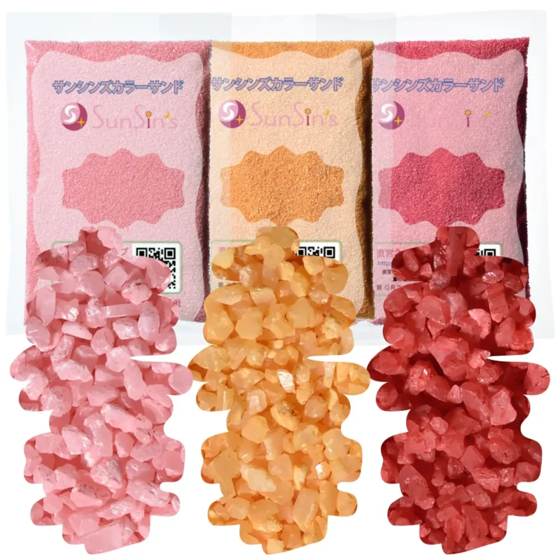 Ｎタイプカラーサンド　1mm程度粒　桃・橙・赤　各150g, 各300g