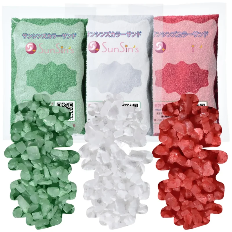 Ｎタイプカラーサンド　1mm程度粒　緑・白・赤　各150g, 各300g